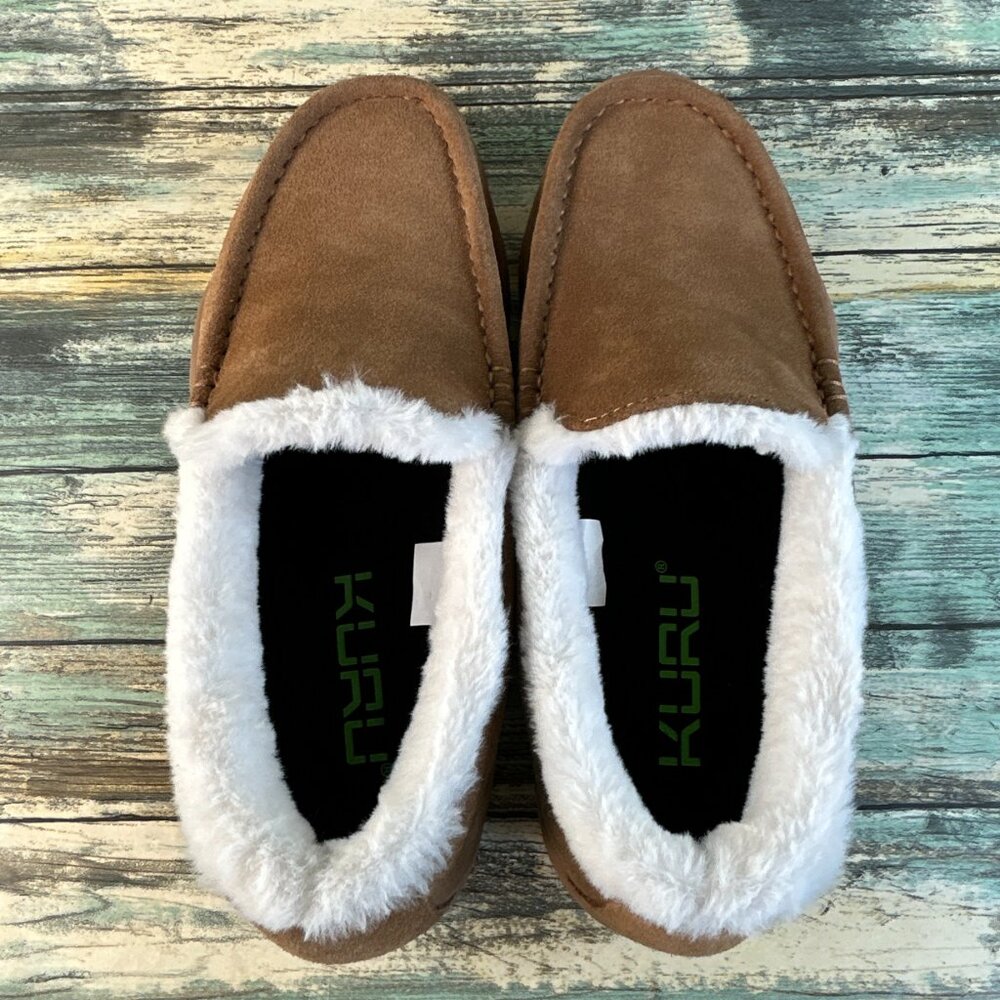 Kuru Loft Slipppers Womens Size 9.5 Brown Suede Indoor Outdoor Faux Fur Moccasin - Picture 7 of 12